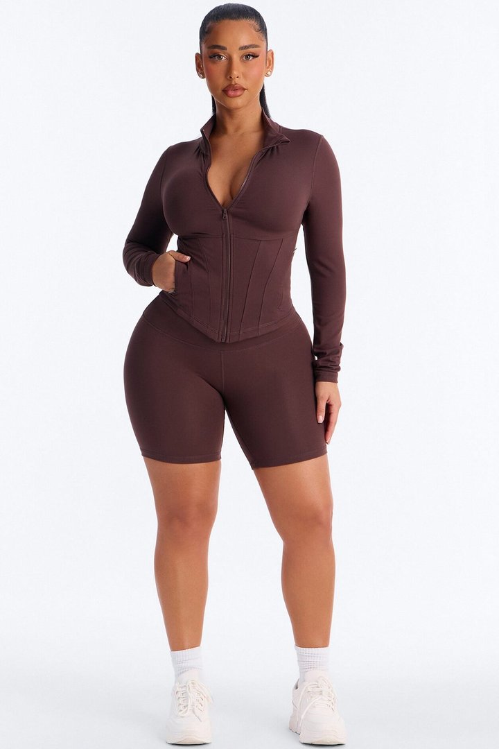 Myla Tricot Lounge Fitted Zip Up Jacket - Chocolate