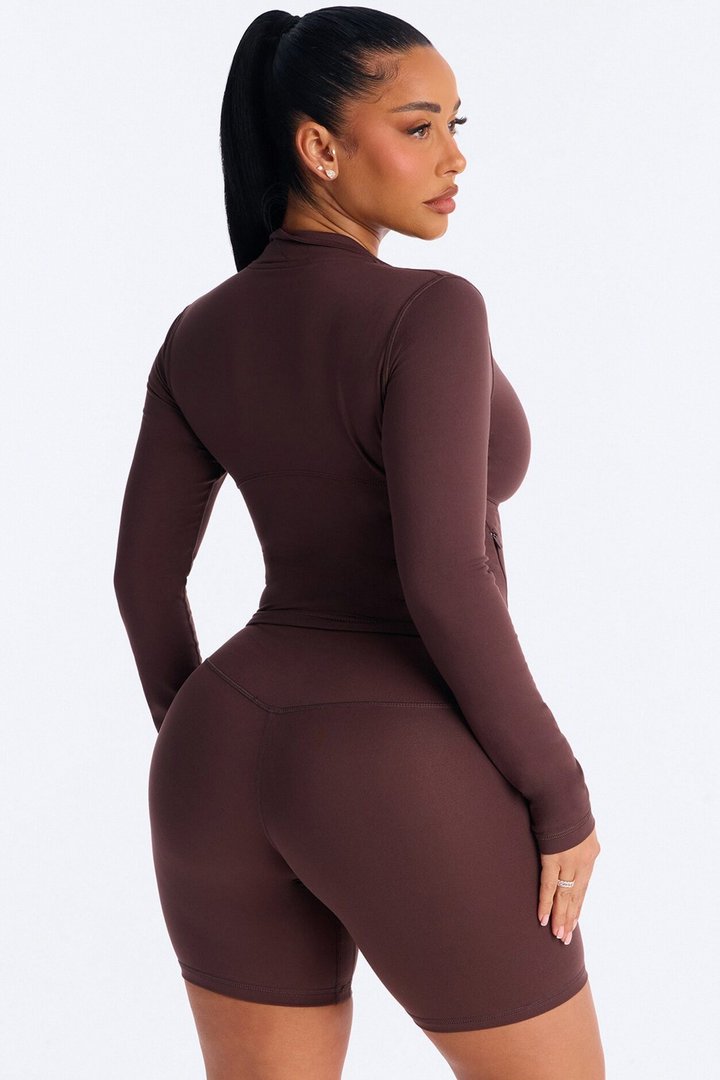 Myla Tricot Lounge Fitted Zip Up Jacket - Chocolate