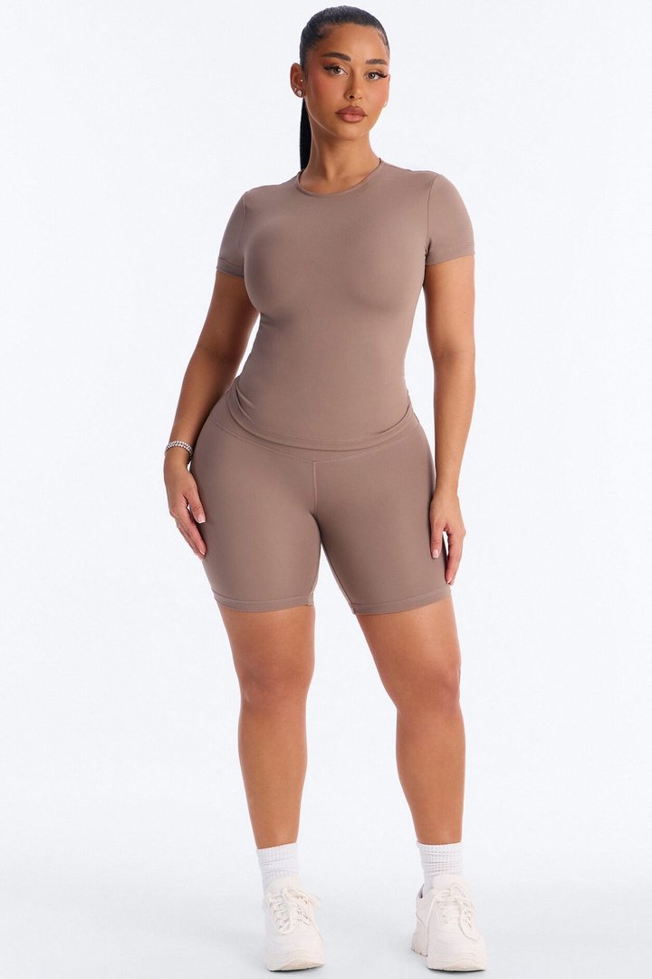Myla Tricot Lounge Short Sleeve Top - Mocha