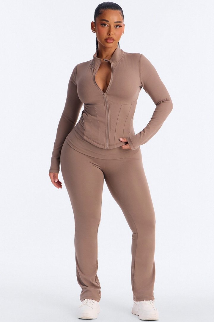Myla Tricot Lounge Fitted Zip Up Jacket - Mocha