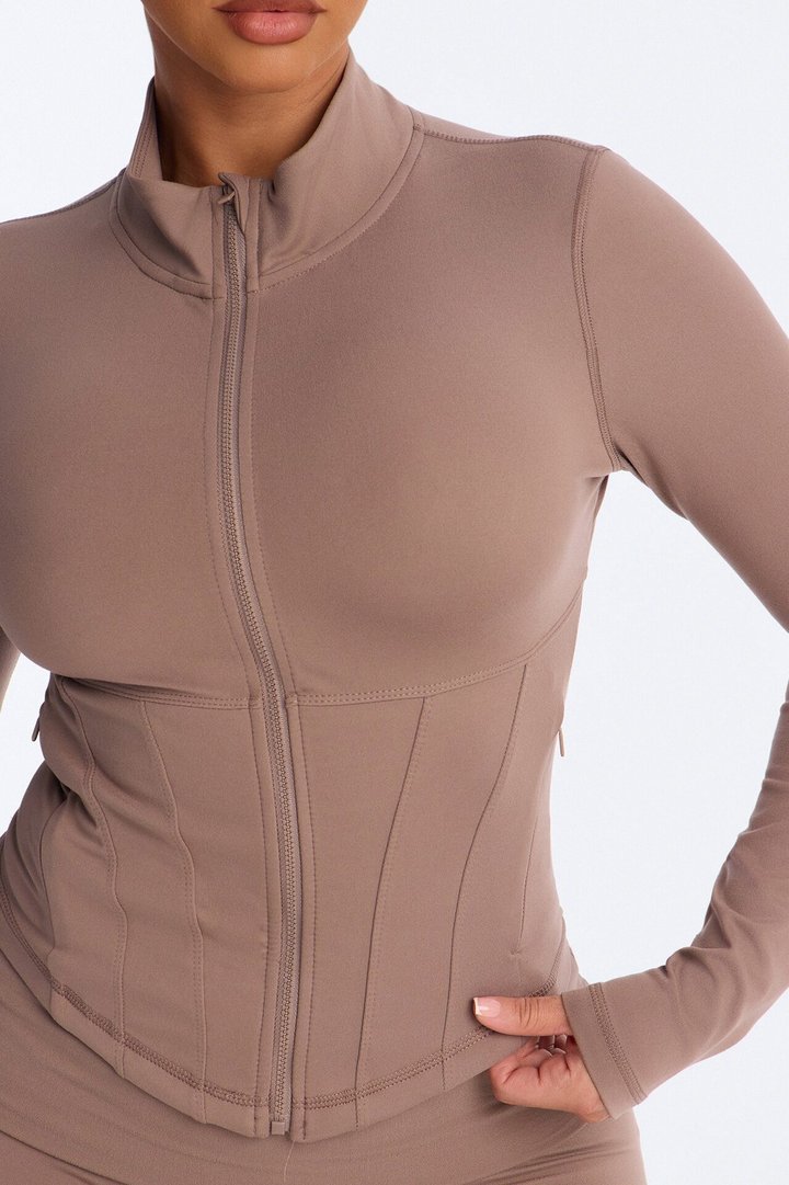 Myla Tricot Lounge Fitted Zip Up Jacket - Mocha