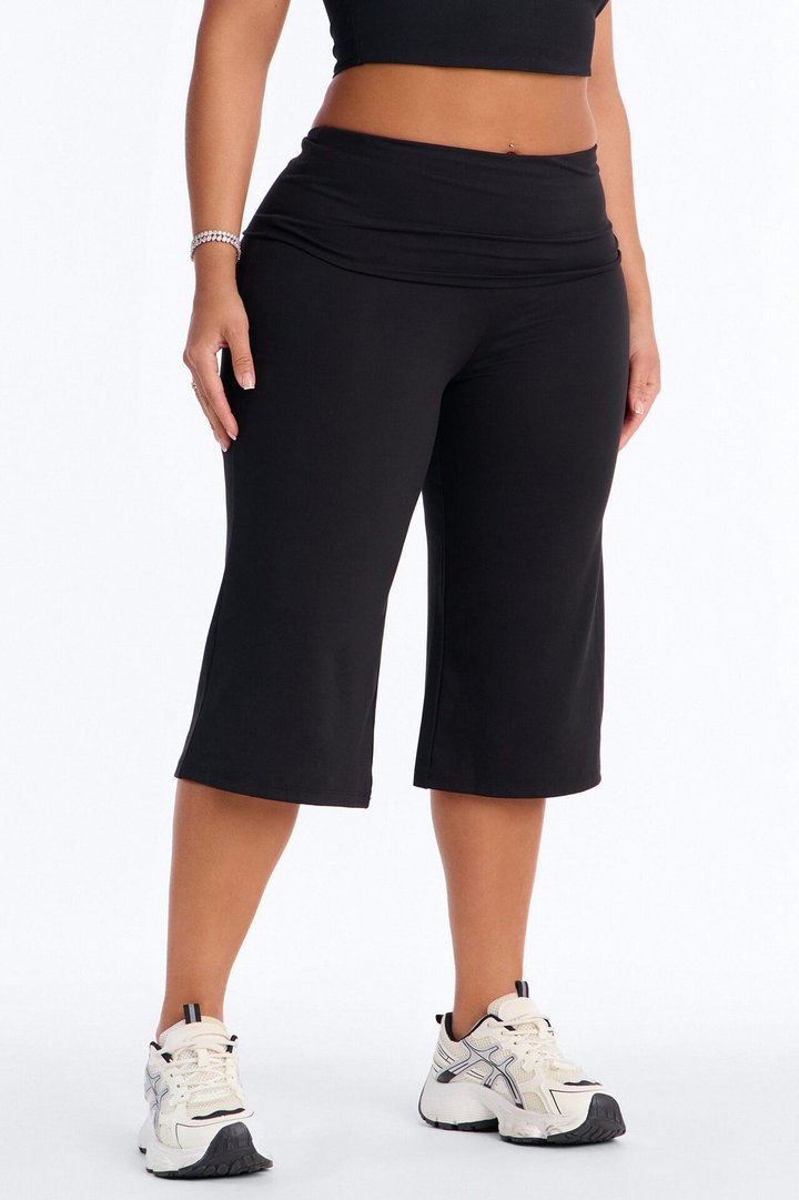 Myla Tricot Lounge Fold Over Gaucho - Black