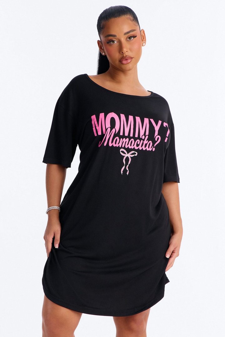 I'm A Mommy Oversized Sleep Shirt - Black/Pink