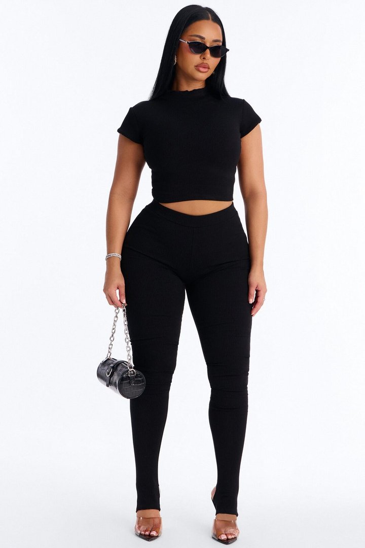 Simply Snatched Mock Neck Legging Set - Black