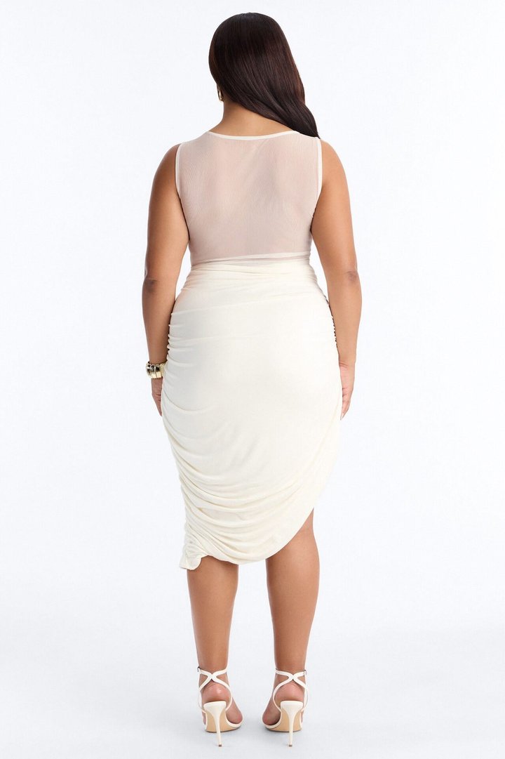 Effortless Edge Midi Dress - Cream