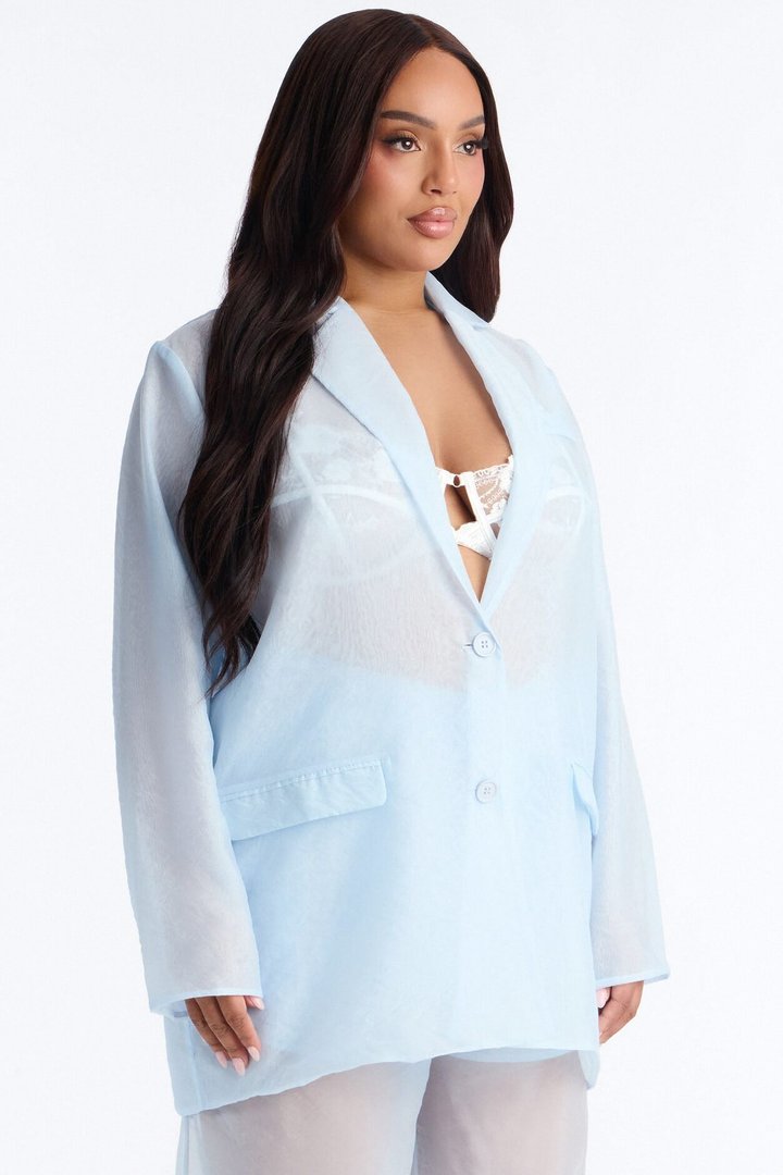 Blossom Organza Blazer - Light Blue
