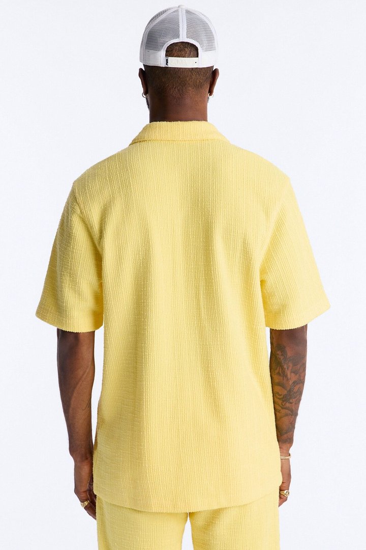 Dean Textured Short Sleeve Button Up Shirt - Butter Yellow