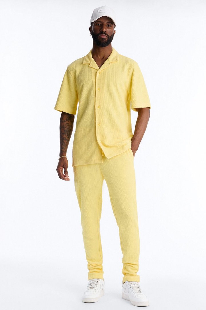 Dean Textured Slim Pants - Butter Yellow