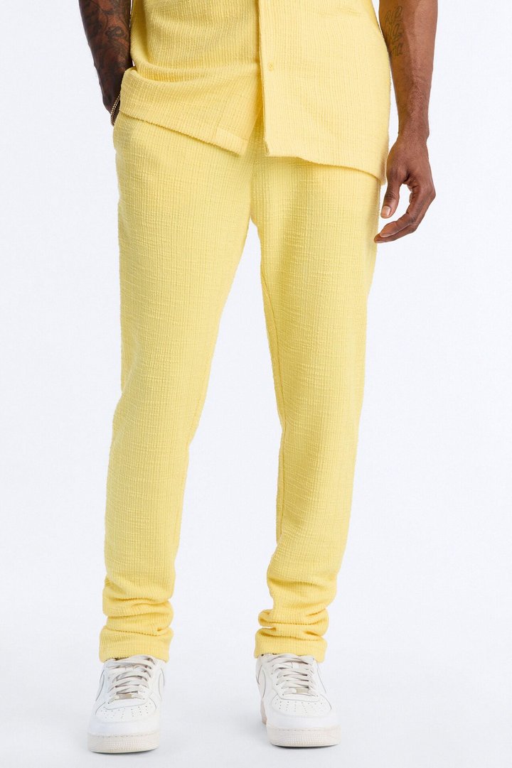 Dean Textured Slim Pants - Butter Yellow