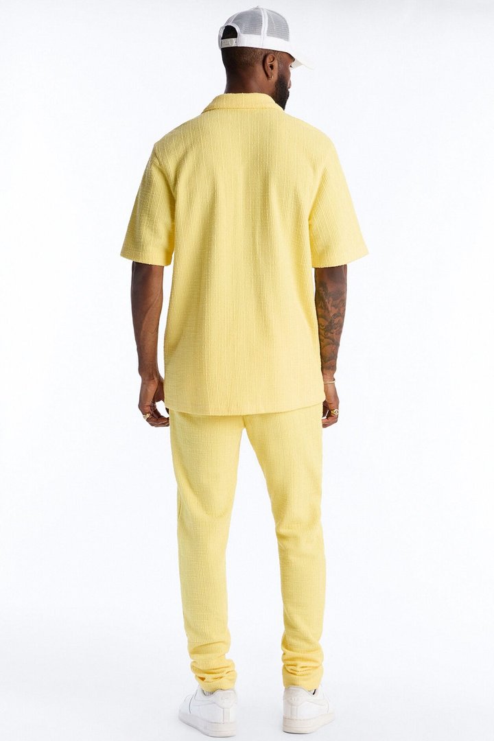 Dean Textured Slim Pants - Butter Yellow