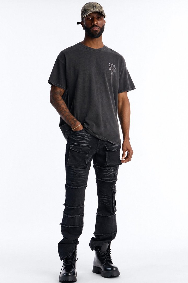 Urban Armor Skinny Stacked Flare Jeans - Black Wash