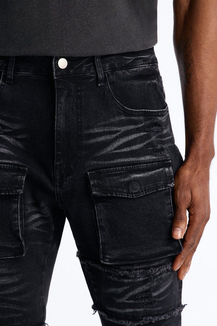 Urban Armor Skinny Stacked Flare Jeans - Black Wash