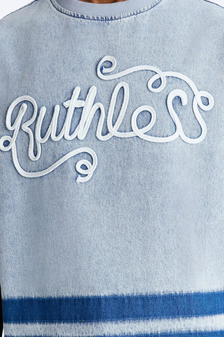 Boxy Ruthless Denim Short Sleeve Tee - Light Wash
