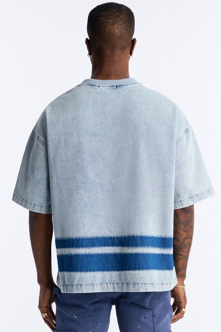 Boxy Ruthless Denim Short Sleeve Tee - Light Wash