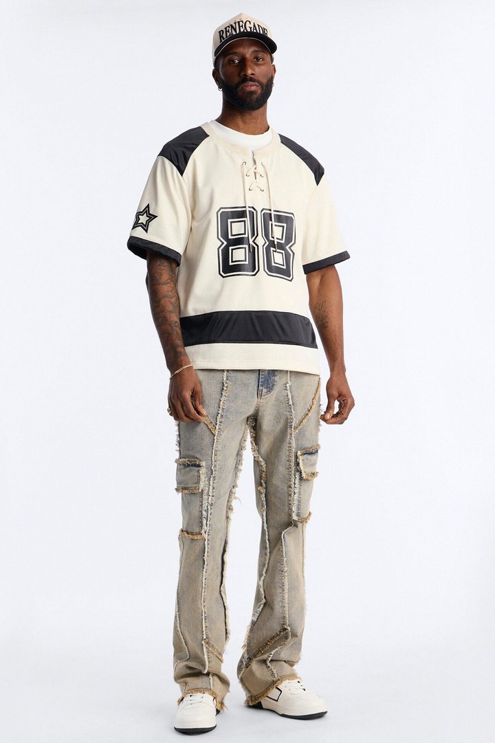 Relaxed Good Times Retro Varsity Jersey - Cream