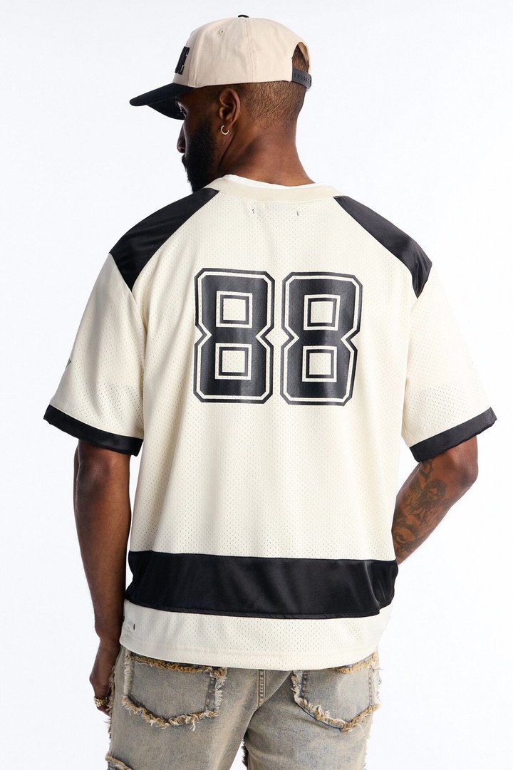 Relaxed Good Times Retro Varsity Jersey - Cream