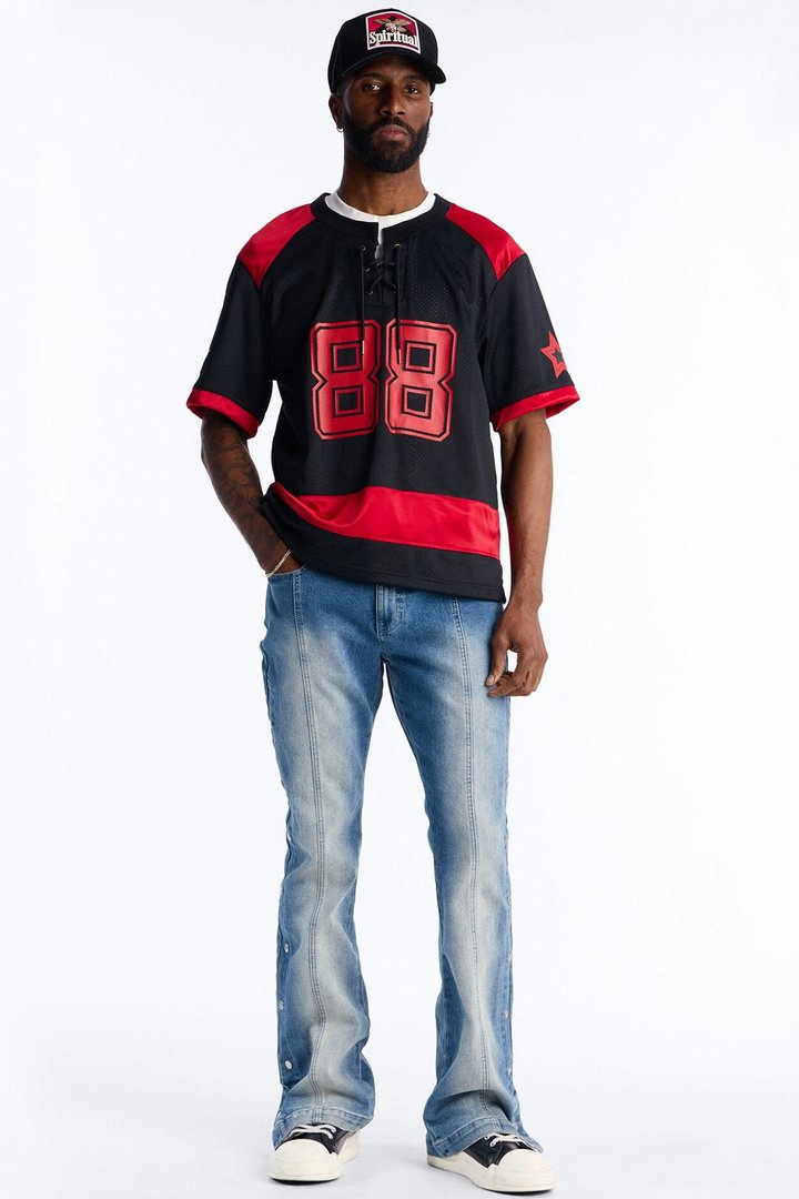 Relaxed Good Times Retro Varsity Jersey - Black