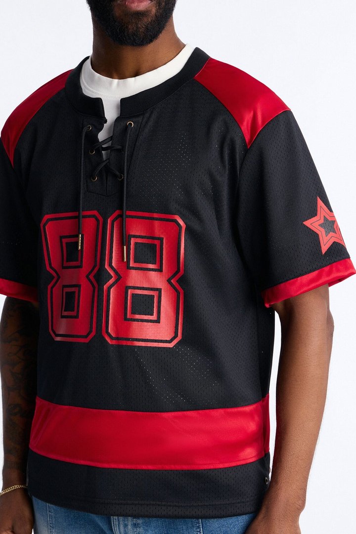 Relaxed Good Times Retro Varsity Jersey - Black