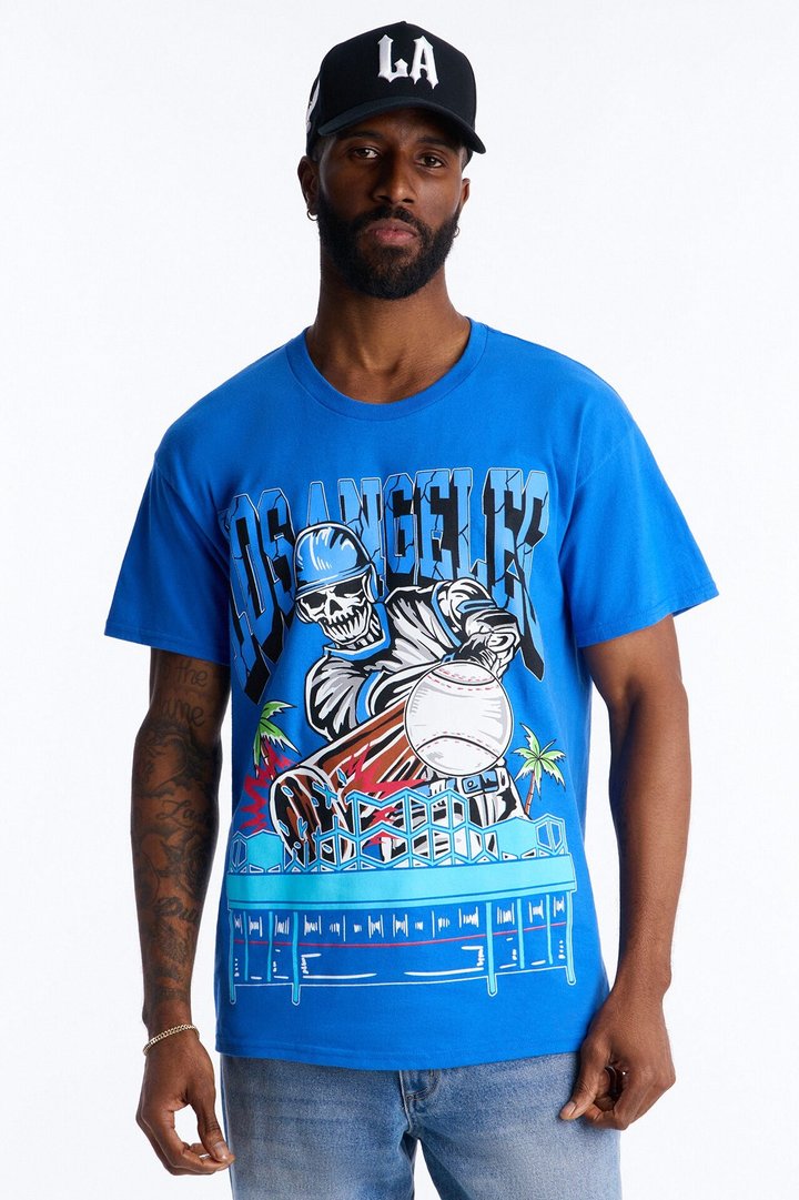 Los Angeles Skeletons Oversized Short Sleeve Tee - Royal