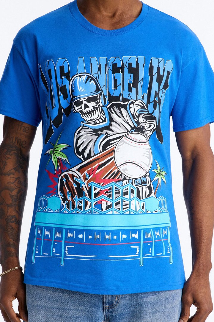 Los Angeles Skeletons Oversized Short Sleeve Tee - Royal