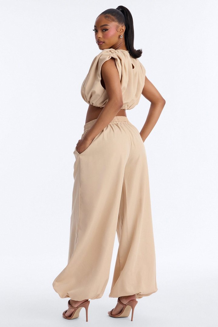 Celine Belted Balloon Pant Set - Khaki