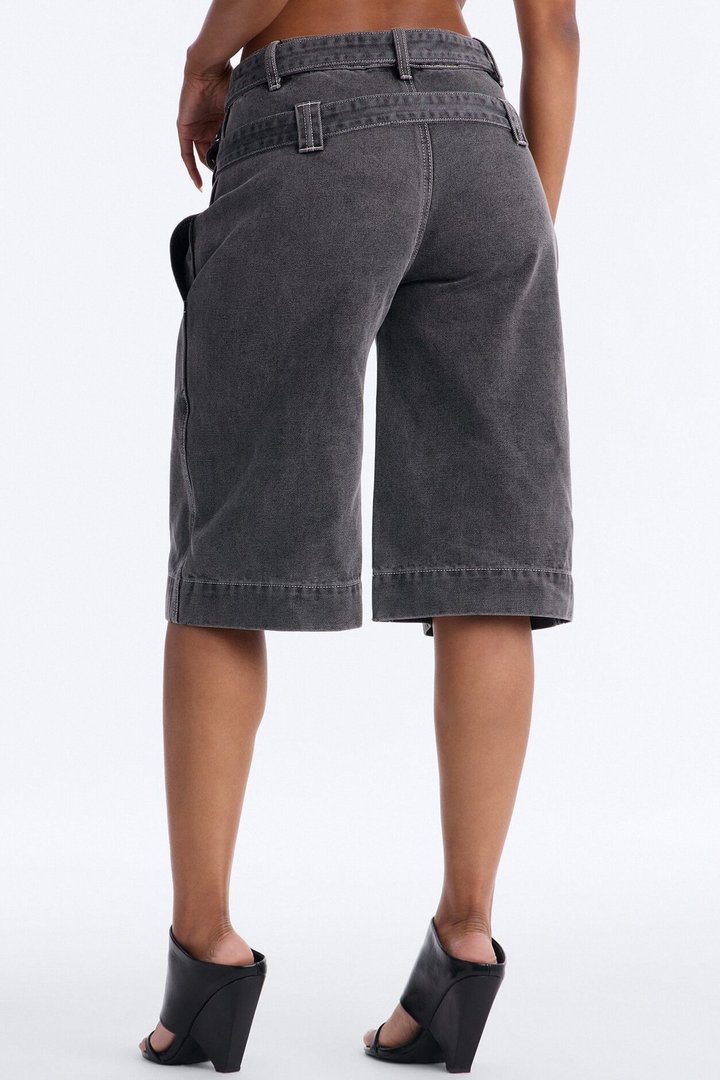 Loving London Belted Denim Jorts - Grey