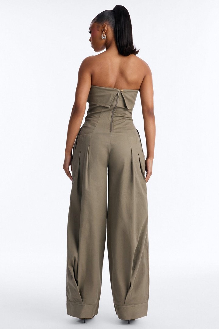 Iman Twil Wide Leg Jumpsuit - Olive
