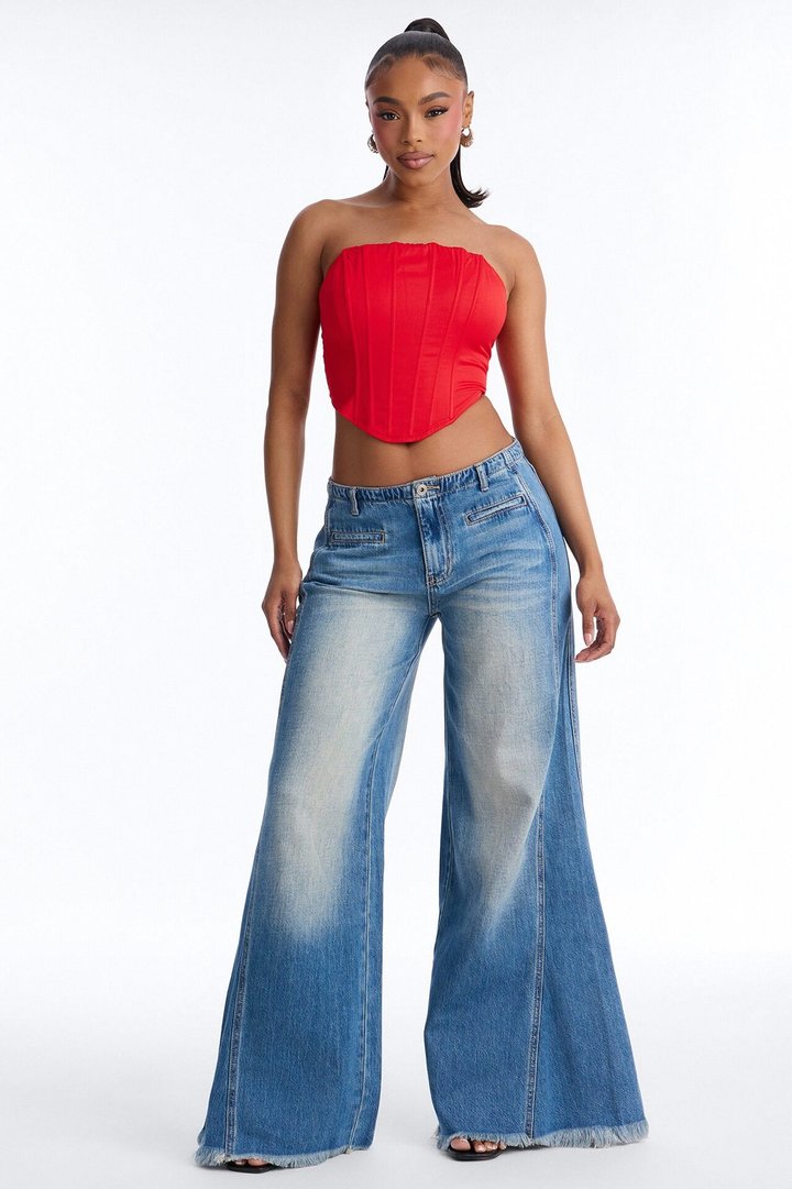 Oceanfront Wide Leg Jeans - Medium Wash