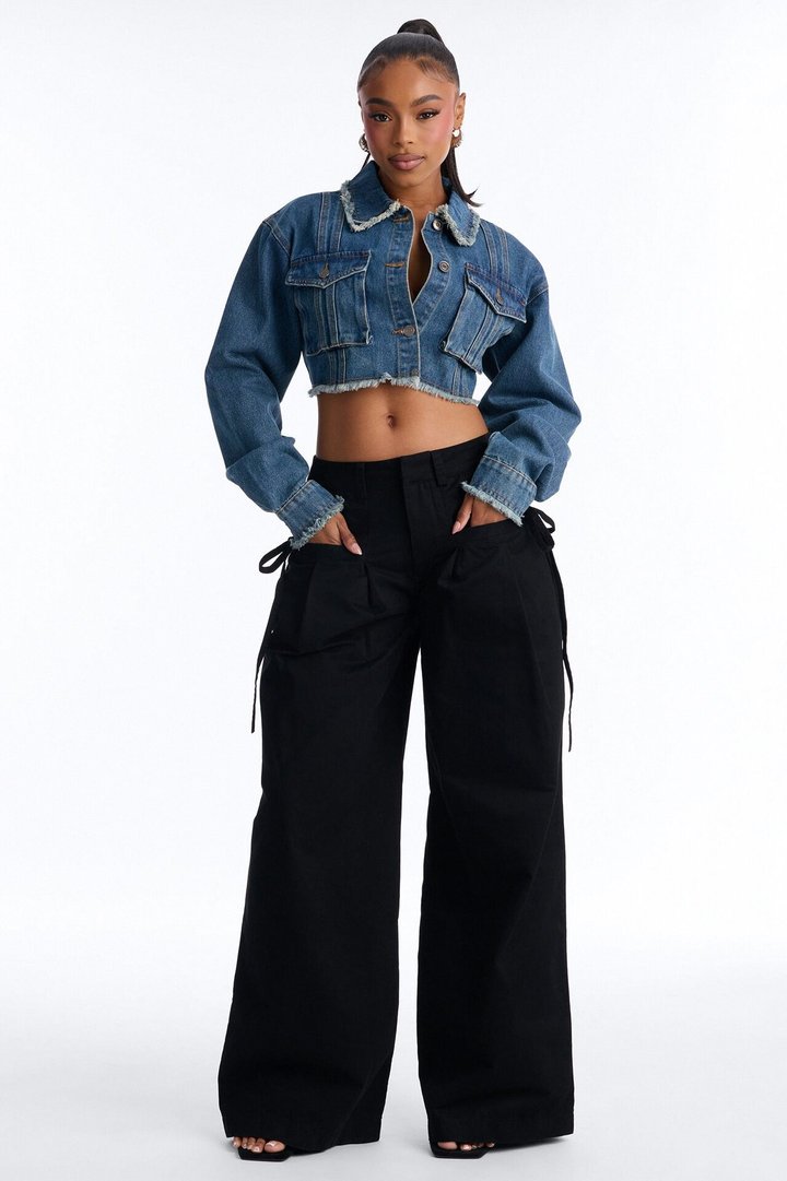 Higher Up Cropped Denim Jacket - Medium Wash