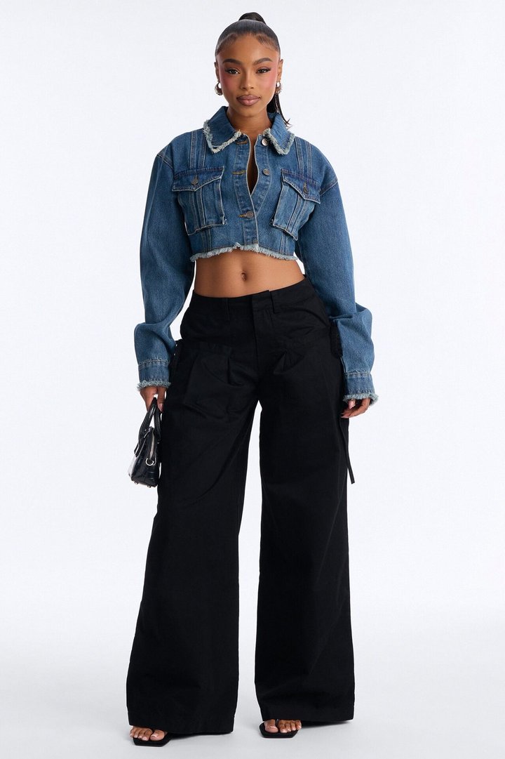 Tessa Twill Wide Leg Pant 32″ - Black