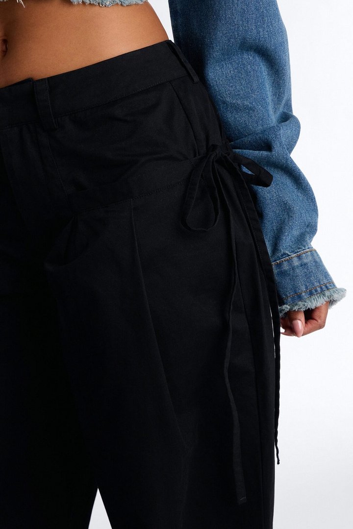 Tessa Twill Wide Leg Pant 32″ - Black