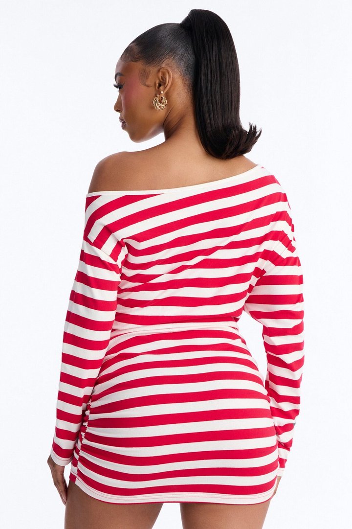 Brinley Striped Cotton Mini Dress - Red/White