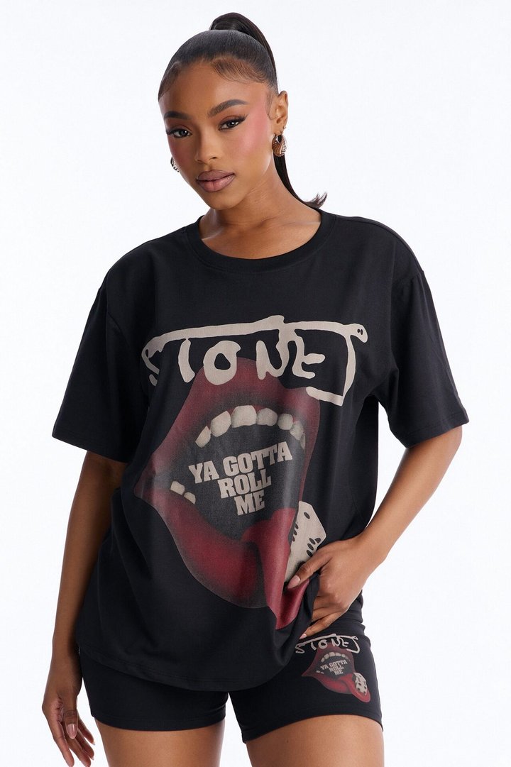 The Rolling Stones Dice PJ Short Set - Black/Red