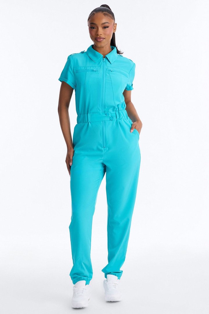 On Call Stretch Uniform Scrub Jumpsuit - Teal