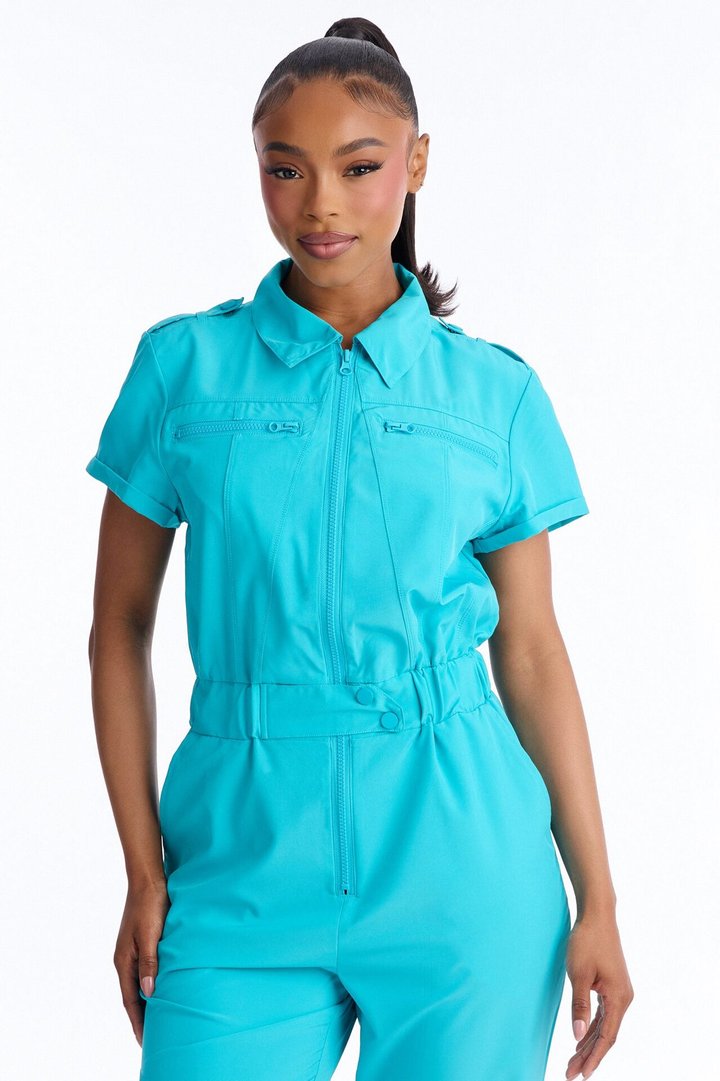 On Call Stretch Uniform Scrub Jumpsuit - Teal