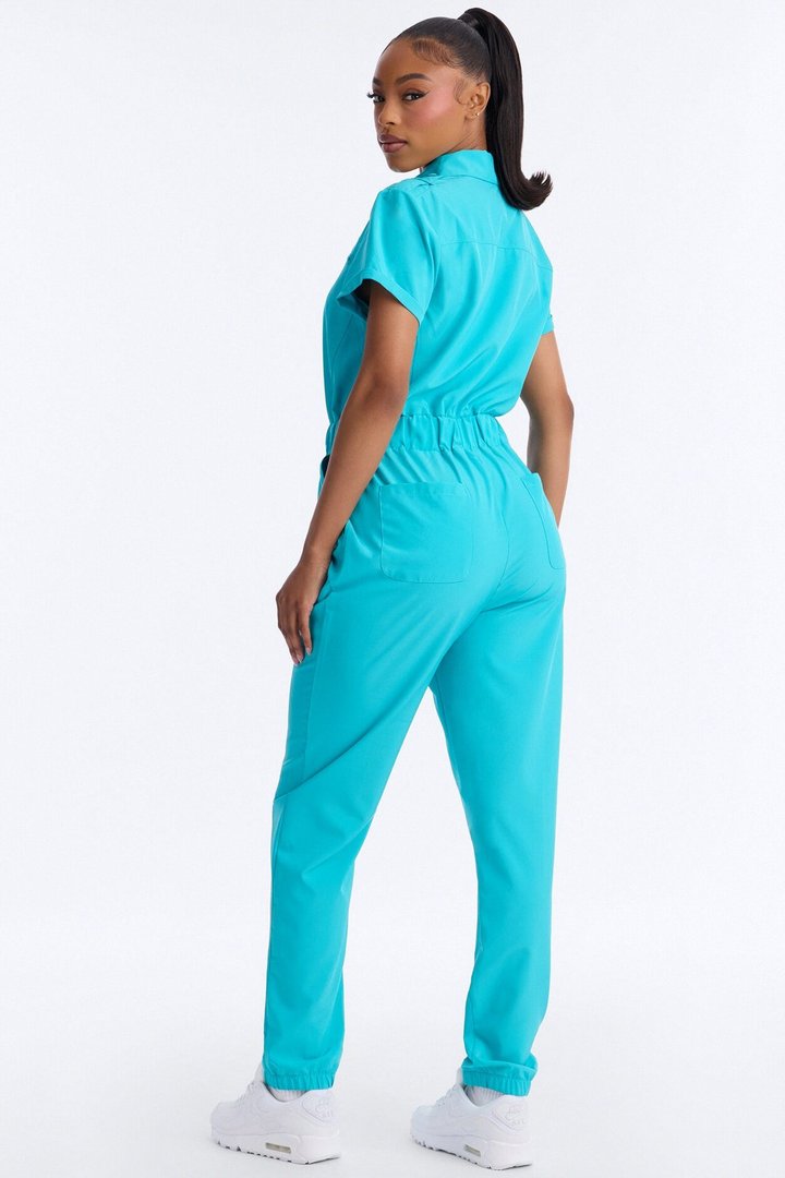 On Call Stretch Uniform Scrub Jumpsuit - Teal