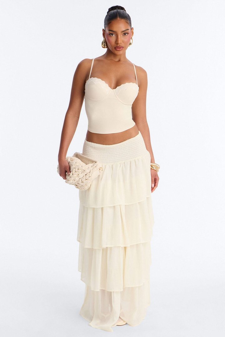 Luminous Love Padded Sweetheart Neck Tank Top - Cream