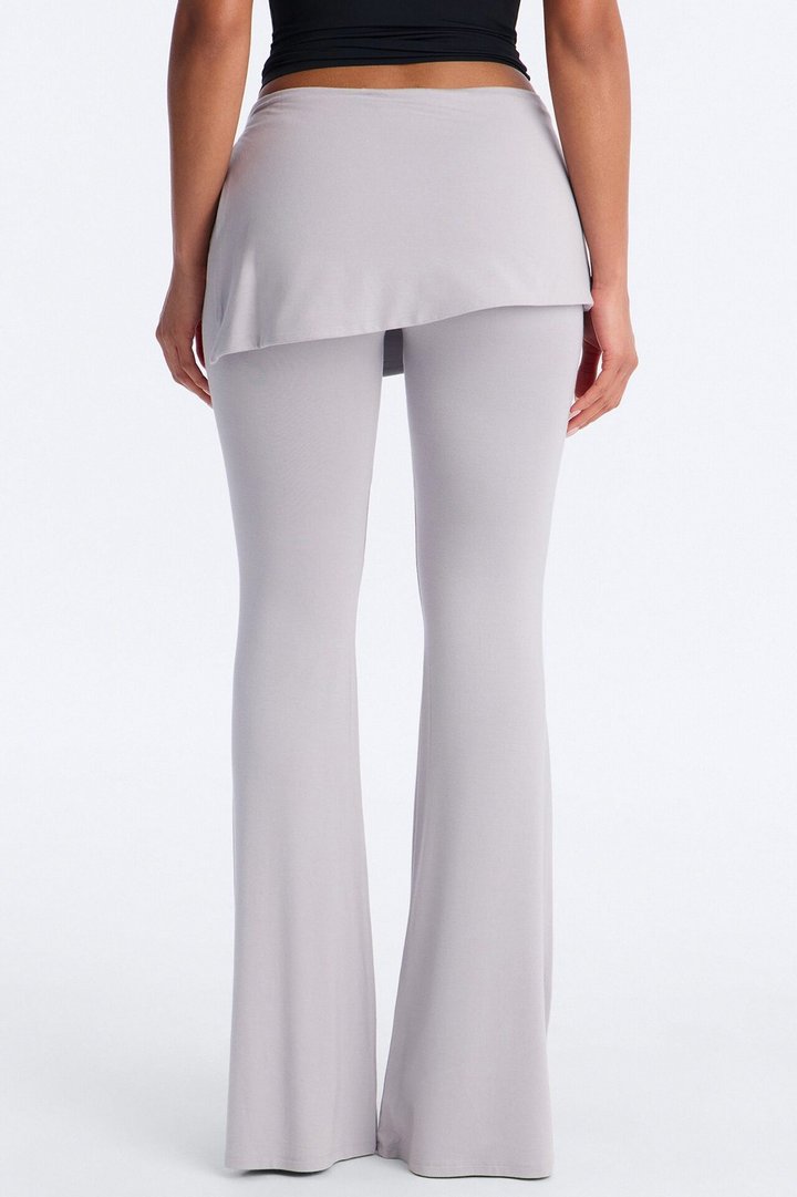 Wrapped Up Asymmetrical Skirt Flare Pant 33″ - Grey