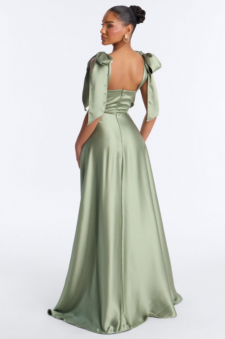 Sweet Intentions Satin Gown - Sage