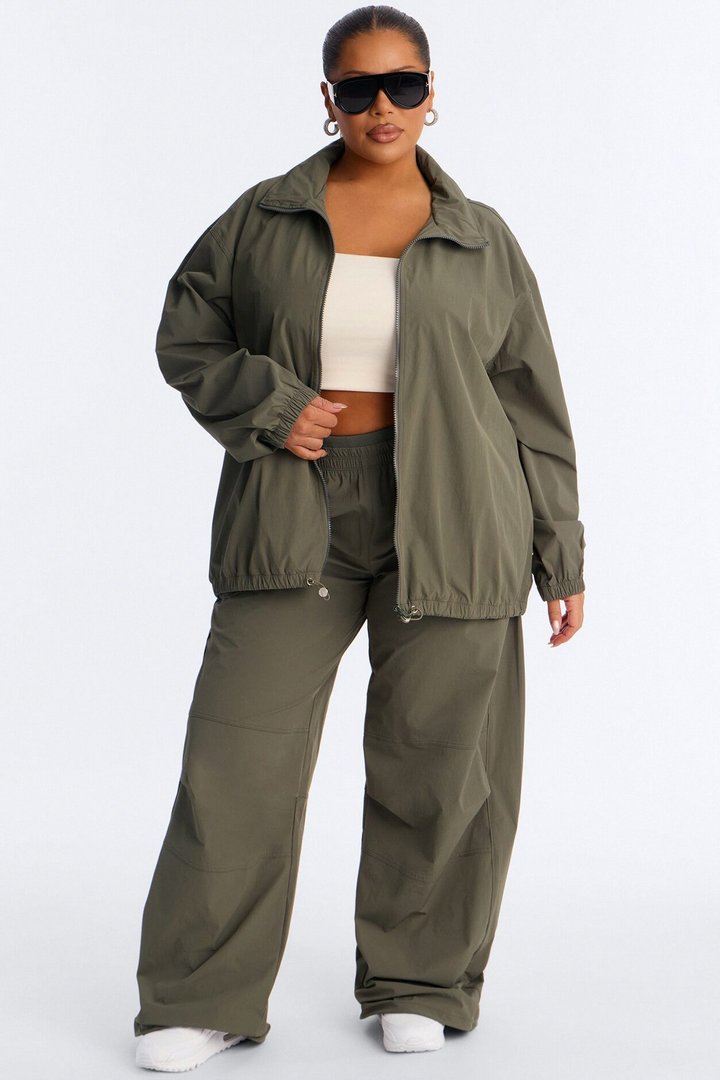 Keep It Moving Windbreaker Lounge Jacket - Olive
