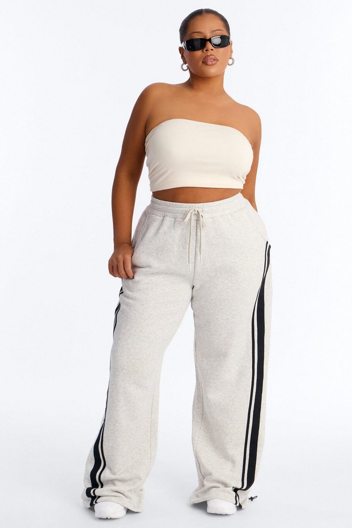 Jorden Fleece Wide Leg Lounge Pant - Heather Grey