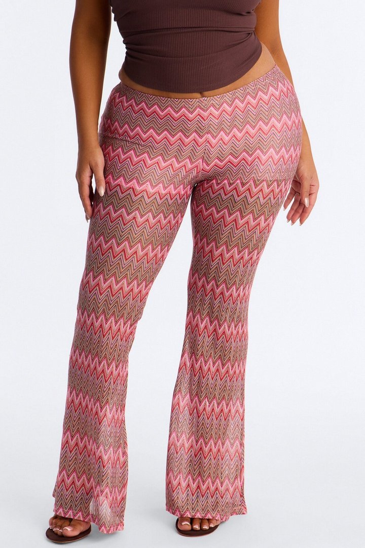 Not Your Muse Festival Crochet Flare Pant 33″ - Pink/combo