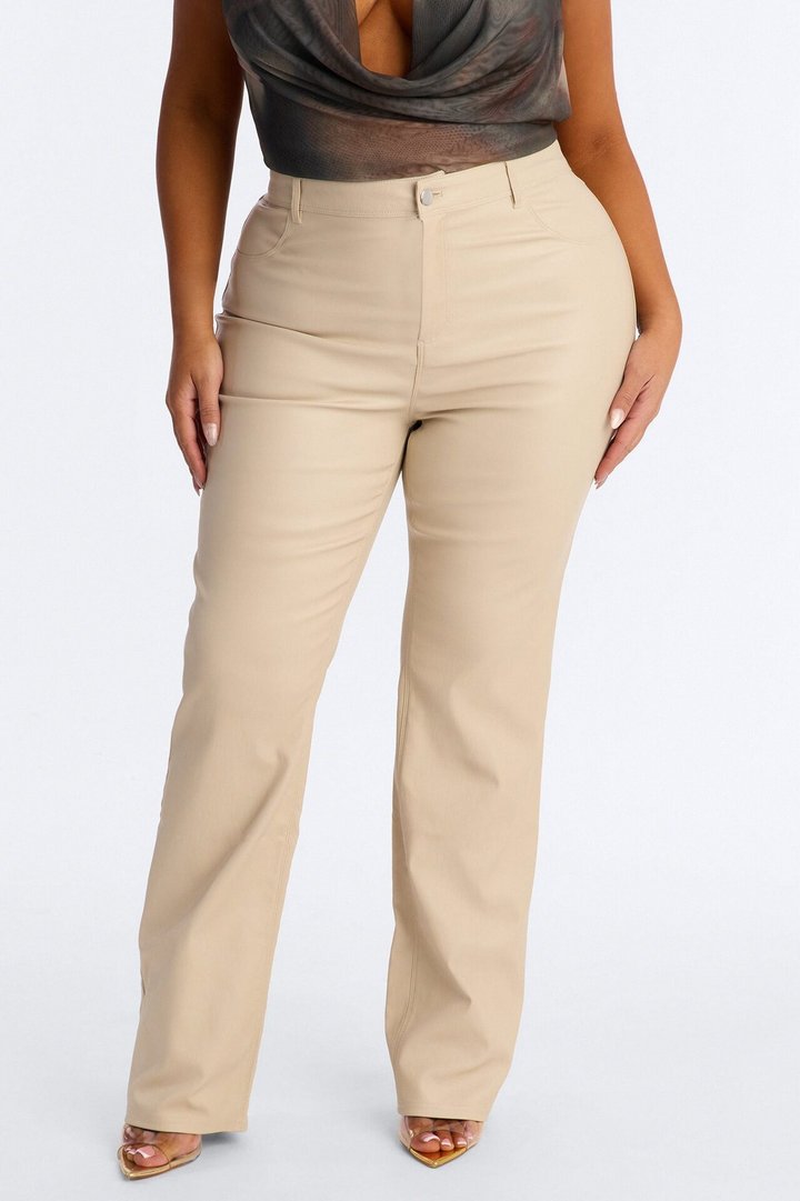 Sammie High Rise Straight Leg Pant - Stone