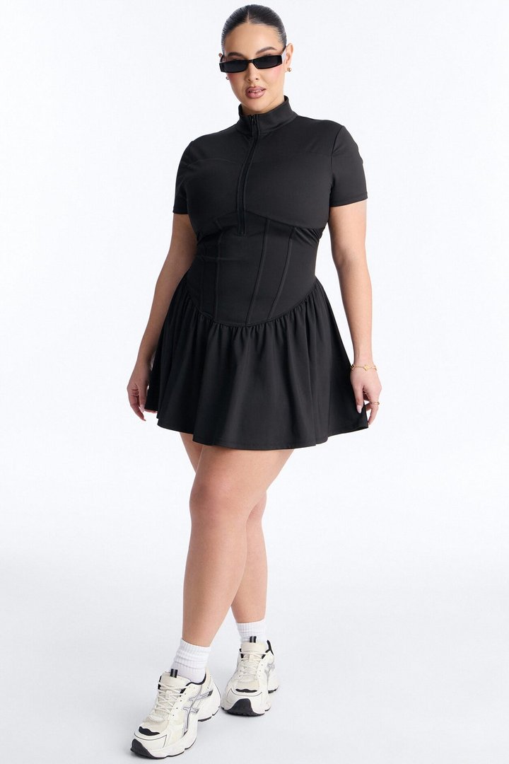 Country Club Short Sleeve Mini Dress - Black