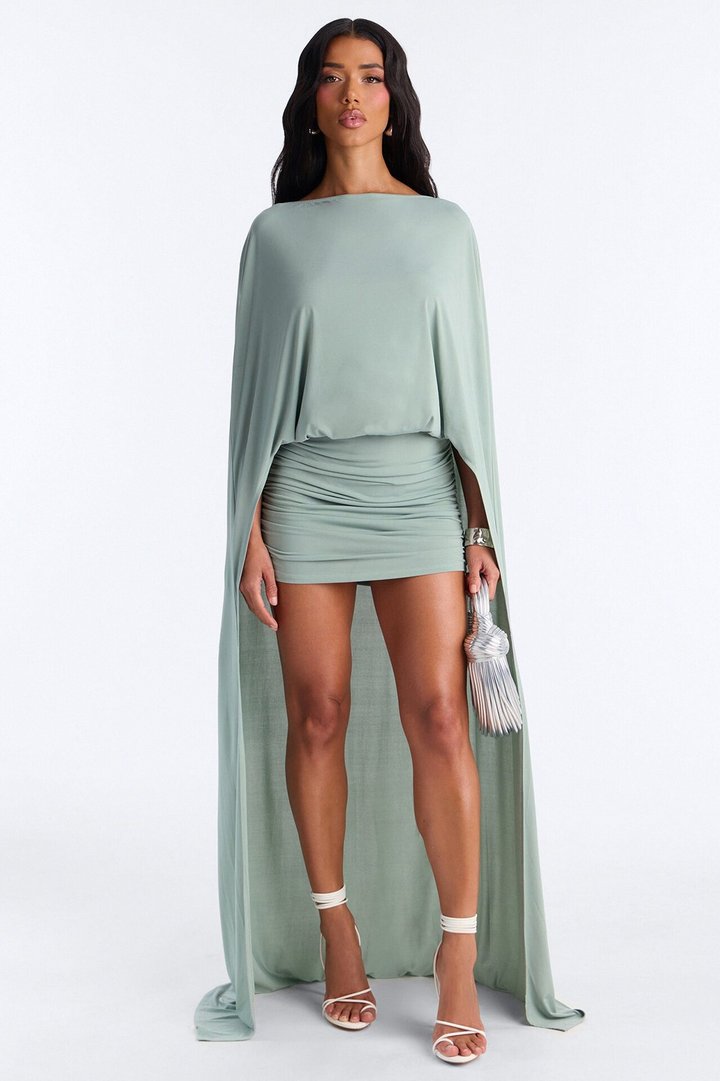 Zadie Babe Cape Mini Dress - Sage