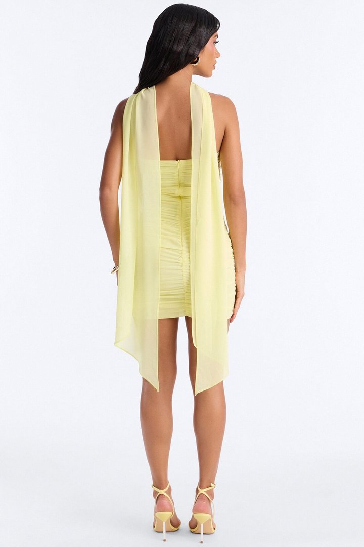 Honeybee Chiffon Scarf Mini Dress - Butter Yellow