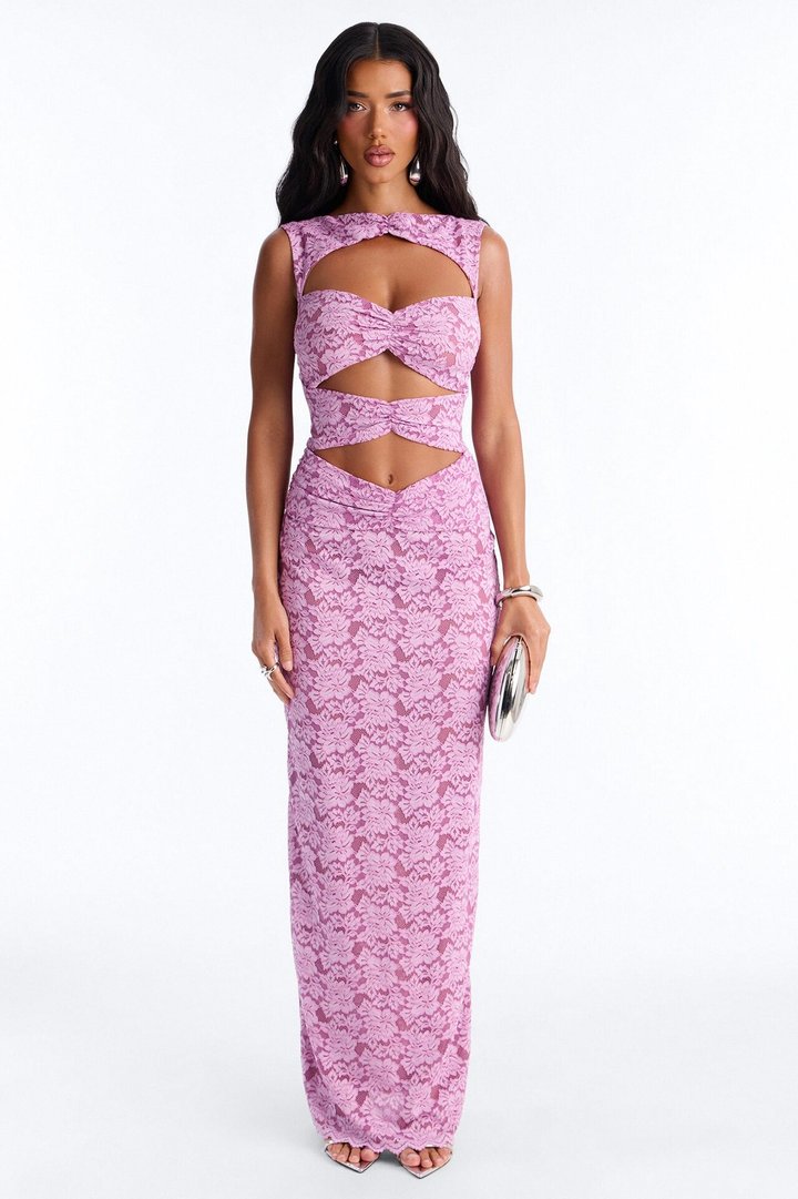 Victorian Bloom Lace Maxi Dress - Orchid