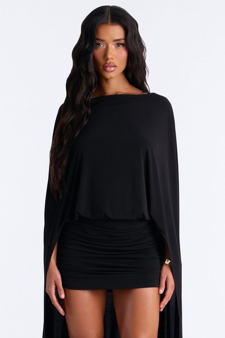 Zadie Babe Cape Mini Dress - Black