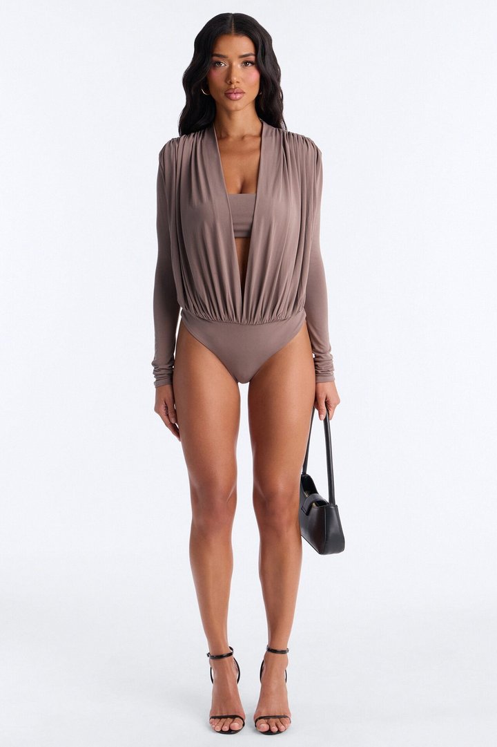 Sexy Baby Long Sleeve Jersey Bodysuit - Taupe