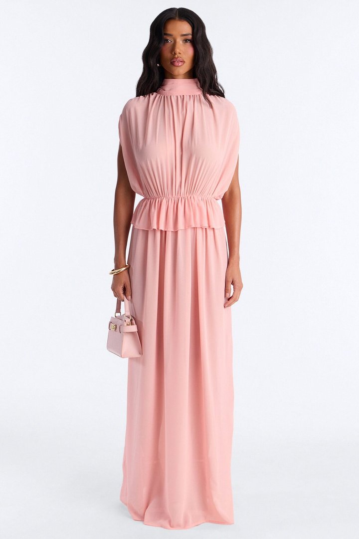 Gentle Grace Chiffon Maxi Dress - Pink